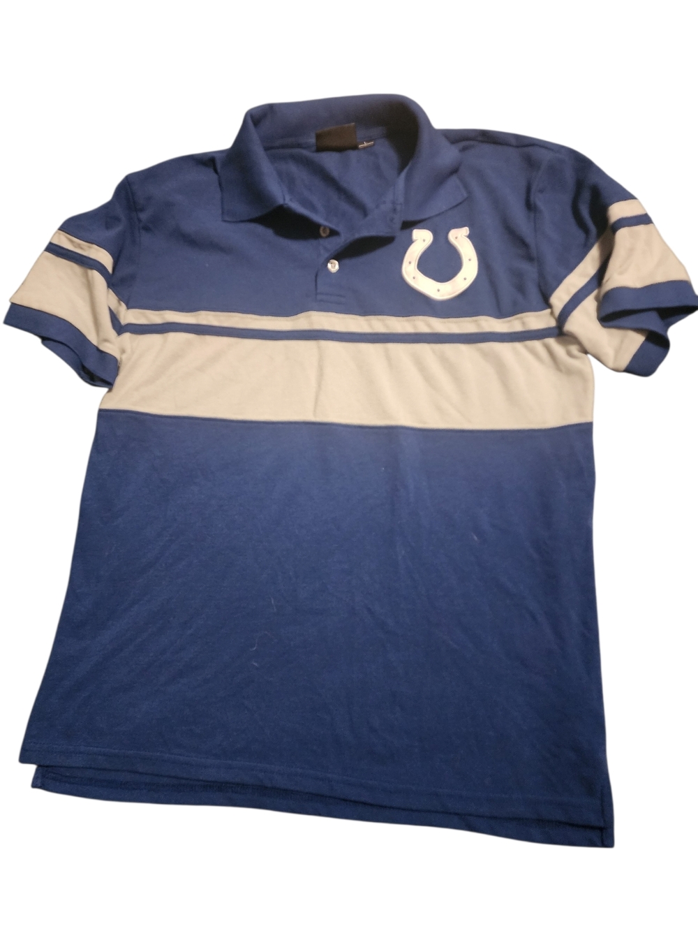 NFL COLTS Men's Royal Blue and White Striped Polo Shirt